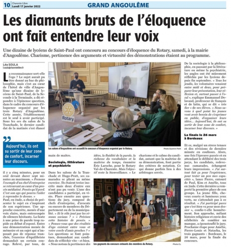 Article de la Charente Libre